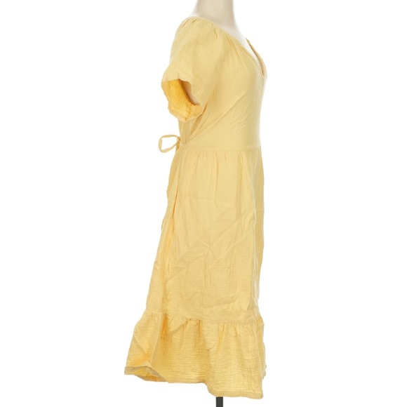 PACT Organic Cotton Coastal Gauze Breezy Dress with Pockets Sungold Yellow Small - Picture 5 of 10